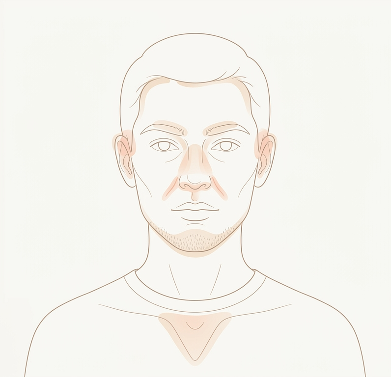 Illustration der betroffenen Körperstellen beim seborrhoischen Ekzem
